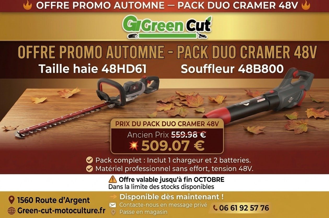 Promo automne cramer 48v — Green Cut Motoculture Morestel